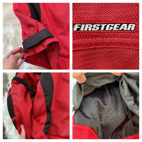 Armored Motorcycle Jacket Men XL Red Black Padded Racing First Gear Protective - Picture 8 of 12